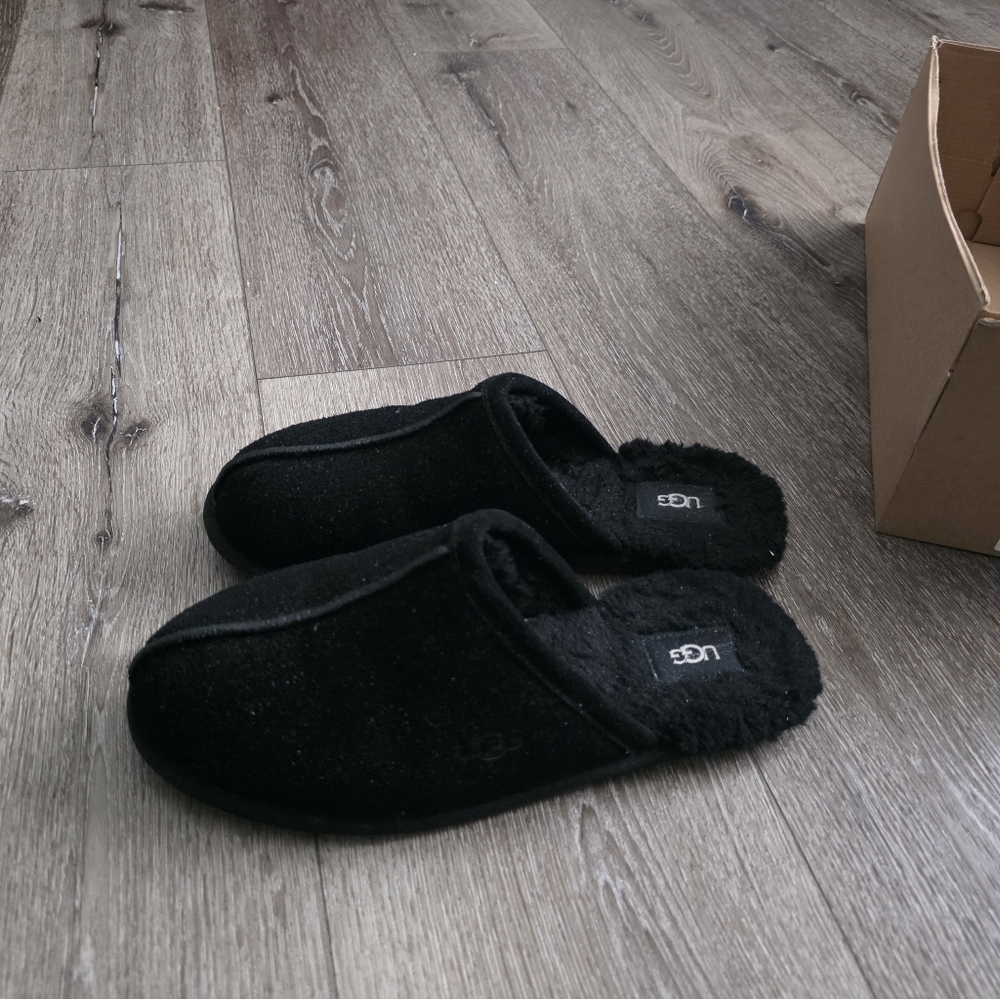 UGG Pearle FAUX Black Slip-On Plush-Lined Slippers